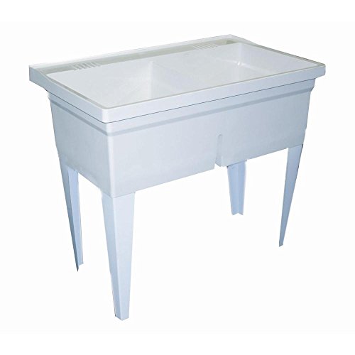 FLTD11 Molded-Stone Double-Bowl Laundry Tub, White