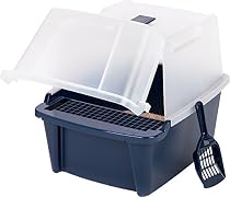 IRIS Large Split-Hood Litter Box with Scoop and Grate, Blue
