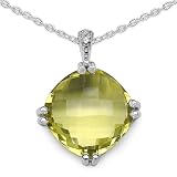  10.50 Carat Genuine Lemon Quartz & White Topaz Silver Pendant
