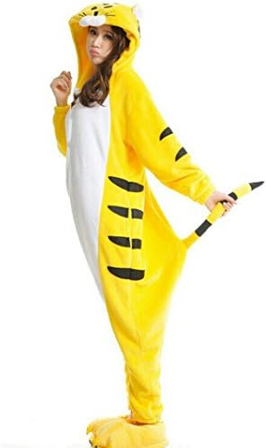 Newbetter Sleepsuit Costume Cosplay Homewear Lounge Wear Kigurumi Onesie Pajamas (S (150-159cm), Yellow Tiger)