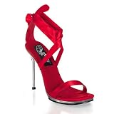 CHIC-14, 4 1/2 Stiletto Heel 1/4 P/F Sandal(Red Satin/Clr,8)