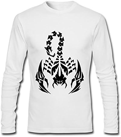 XLKHGF Scorpion Drawing Man 100% Cotton Crewneck Custom Long Sleeve T Shirts White