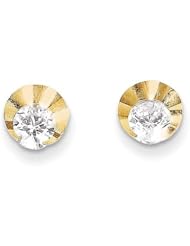 MadiK® 14k Yellow Gold Polished Circle with CZ Post Stud Earrings