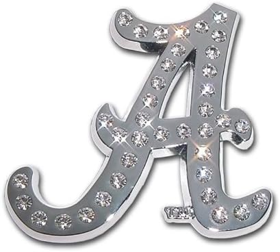 MVP Accessories Alabama Crimson Tide Premium Chrome Metal Auto Emblem with Crystals