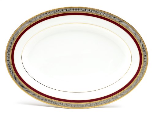 Noritake Ruby Coronet Oval Platter, 14-inches