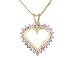 Pink Sapphire Gemstone and Diamond Heart Pendant 1/8 Carat (ctw) in Yellow Gold with Chain