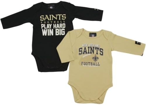 NFL New Orleans Saints Baby Boy's Long Sleeve Bodysuit - 2pk