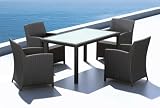 5-Piece Outdoor Furniture Dining Set with Medium Glass-Top Table - Model LINEA 1