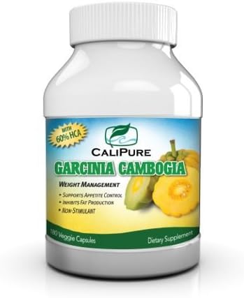 CaliPure 100% Pure Garcinia Cambogia Extract 60% HCA, 180 Capsules, Pharmeceutical Grade, Carb Blocker, Fat Blocker, All Natural, Appetite Suppressant ***Weight Loss Supplement*** by CaliPure