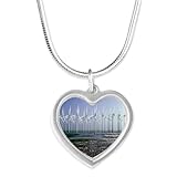 CafePress Wind turbines - Silver Heart Necklace - Standard Silver