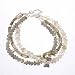 Triple Strand Gemstone Bracelet of Labradorite, Quartz and Sterling Silver, #8611
