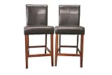 Baxton Studio Acerbis Set of 2 dark brown bycast leather stools