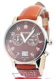 MENS WENGER SWISS MILITARY COMMANDO LEATHER DUAL TIME DATE WATCH 74713