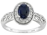 10KT WG 1.00CT SAPPHIRE WITH .14CTW DIAMOND RING
