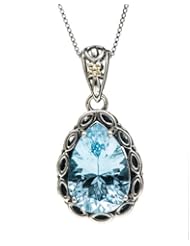 Sterling Silver with Gold Flash Pear Shape Pendant Necklace