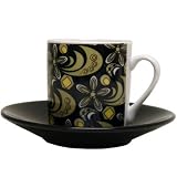 Porcelain Black & Gold 12pc Espresso Cup & Saucer Set