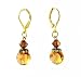 Earrings - E289 - Murano Style Glass - Curved Lentil ~ Peach Smoky Topaz (Brown)
