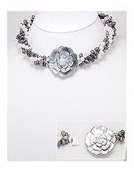 Flower Fresh Water Pearl Necklace In White Base