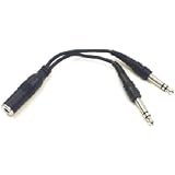 HOSA STEREO 1/4" PHONE (F) - TWO STEREO 1/4" PHONE (M), 6 in. (Discontinued by Manufacturer)