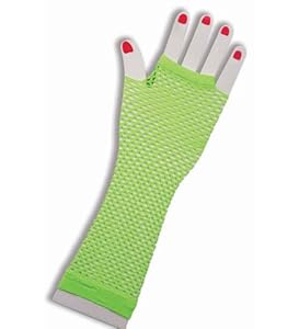 80's Green Long Fishnet Adult Gloves