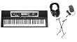 Yamaha YPT210 61 Full-Size Key Keyboard Bundle -  Professional Headphones, Keyboard Stand, and Power Supply