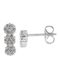 14K White Gold Three Flower Cluster Stud Earrings (1/2 carat I-J, I2 Clarity)
