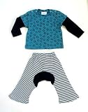 Organic Cotton Baby Wa-Tee Wabi-sabi Blue and Black Monkey Pants Set 0-6 month