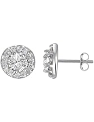 1.50 CT White Diamond Cluster Earrings 14k White Gold (I1-I2 Clarity)
