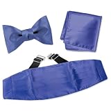 Wedgewood Blue Freestyle Bow Tie Cummerbund Set by Elite Solid - Blue Silk