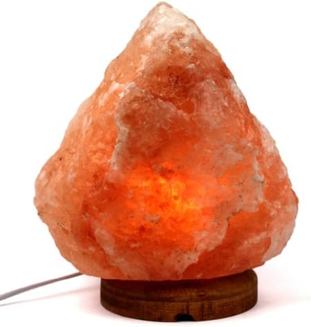 Crystal Allies Gallery: 8" to 10" LED Himalayan Salt Lamp Ionic Air Purifier on Wood Base with 1W E12 LED Bulb, UL-Listed Cord & Authentic Crystal Allies Info Card