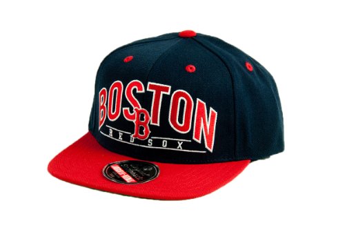 MLB Men's Boston Red Sox Arched Snapback Cap (Navy/Red, Adjustable)