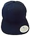 Premium Plain Solid Flat Bill Snapback Hat - Adult Sized Baseball Cap (Navy Blue)