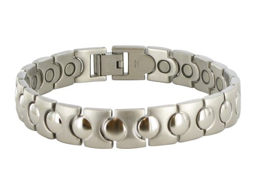 12 MM Stainless Steel X and O Magnetic Bracelet 8.5″