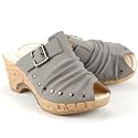 Damen Sommer Pantolette, Sabot, Plateau, Nietenbesatz, grau