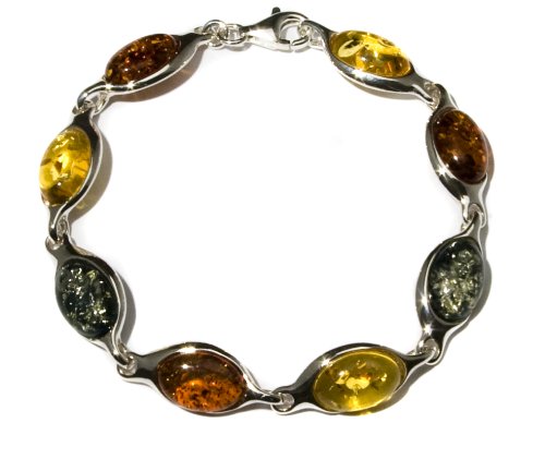 Sterling Silver Multi-Color Amber Designer Bracelet