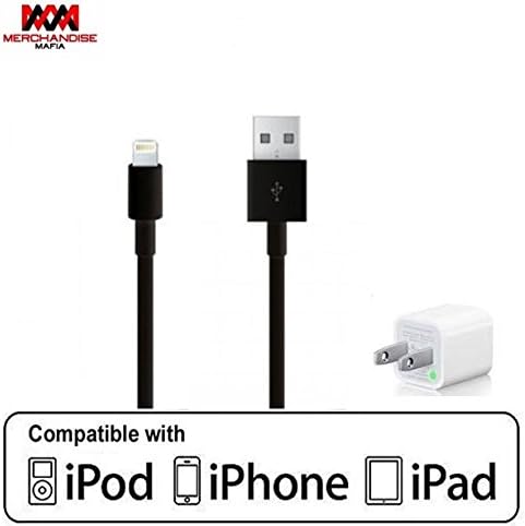 Apple Lightning Cable 6ft and Wall Outlet Adapter COMBO - iPhone 5, iPhone 6, iPad 2, iPad Air, All Apple Devices Bundle Package