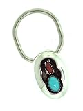 Navajo Tourquoise and Coral Shadow Box Key Ring