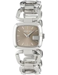 Gucci Womens YA125507 G-Gucci Small Brown Dial Steel Bracelet Watch