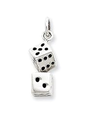 Sterling Silver Antiqued Dice Charm
