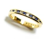 Anniversary Band or Stacking Ring, Channel Set Full Circle wtih Alternating Diamond and Sapphire, 18k Yellow Gold, Ring Size 6.5 (T.w 1.00)