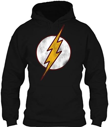 DC The Flash Logo Flash Superhero T Shirt Hoodie (L,Black)