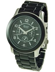 Geneva Mens or Womens Unisex Chronograph Style Watch in Black and Silver Tone