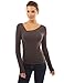 Patty Women's Cotton Asymmetrical Neck Long Sleeve Stretch Solid Blouse