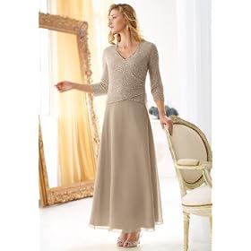 Click here to buy Mock-Wrap Beaded Gown by Chadwicks.