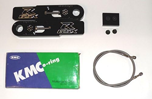 Street Billet - Black contrast cut Suzuki 2007 GSXR 750 bolt on Swingarm Extension kit package chain brakeline Made in USA