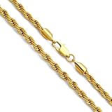 18K Yellow Gold Plated Men's Rope Chain Stainless Steel Hip Hop Heavy 30 Inches long 4mm wide