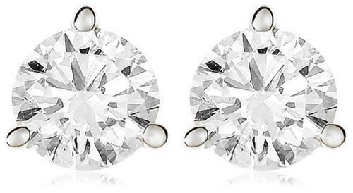 14k White Gold Diamond Martini-Set Stud Earring