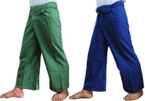 Best Seller "THAISMILE" (DOUBLE) 2 x Striped Thai Fisherman Wrap Pants Trousers