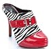 Designer CLOG MULE Cap Toe RED Zebra Fashion Women