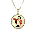 9ct Yellow Gold Larger Round Michael Jackson Picture Pendant with 'Never Can Say Goodbye' Engraved Back on 20" Belcher Chain